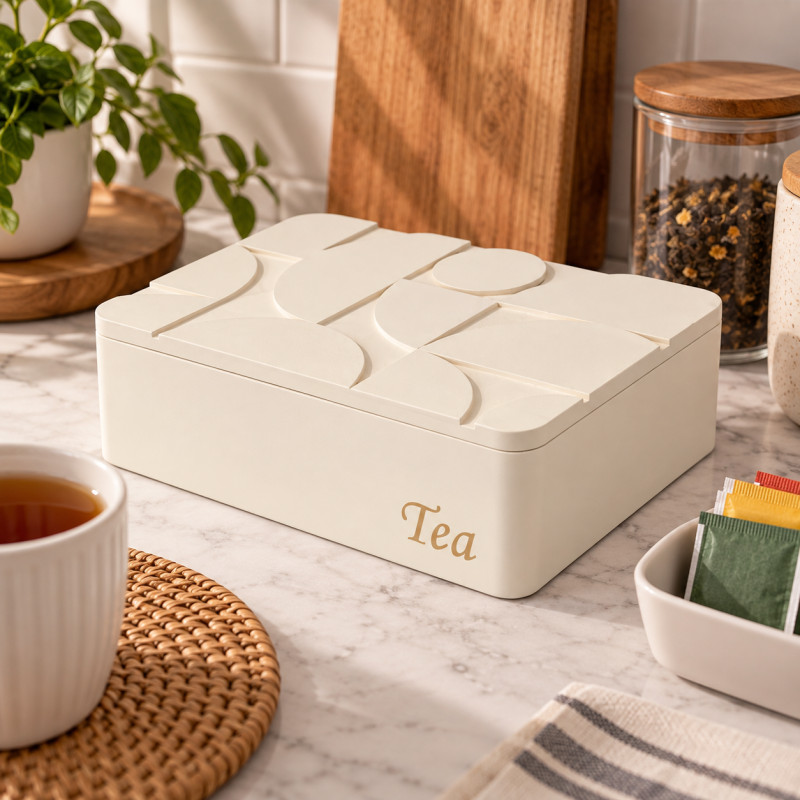Caja para Té Beige de Madera 7.5x24x16.5cm