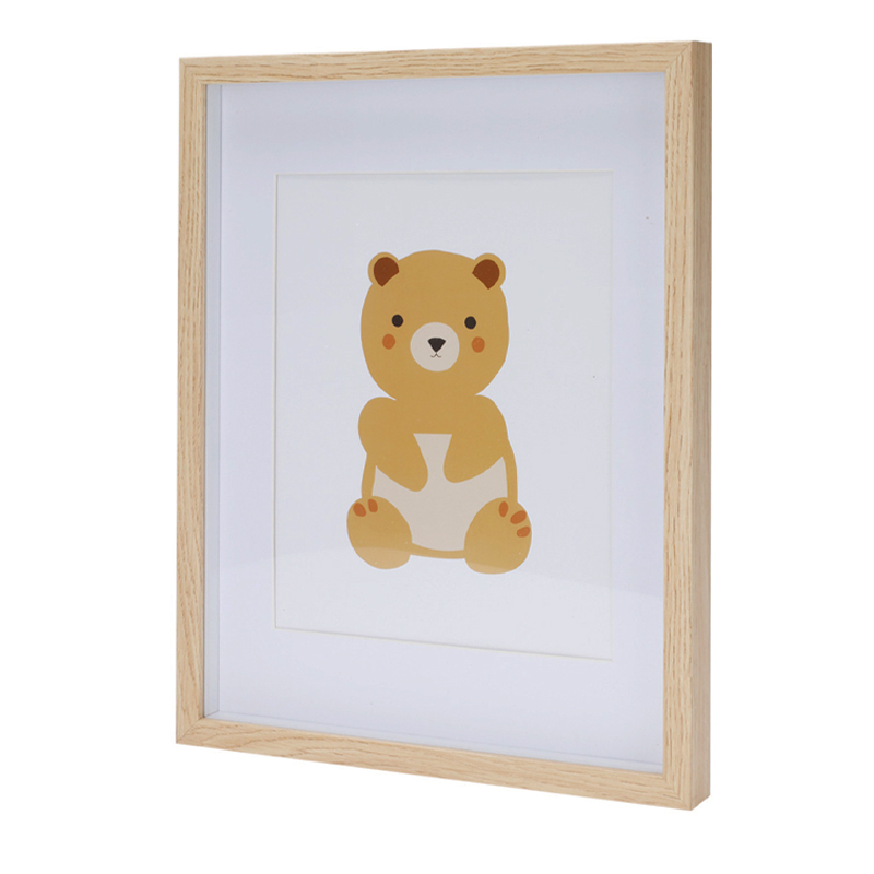 Cuadro Oso Marco Madera 30x38cm