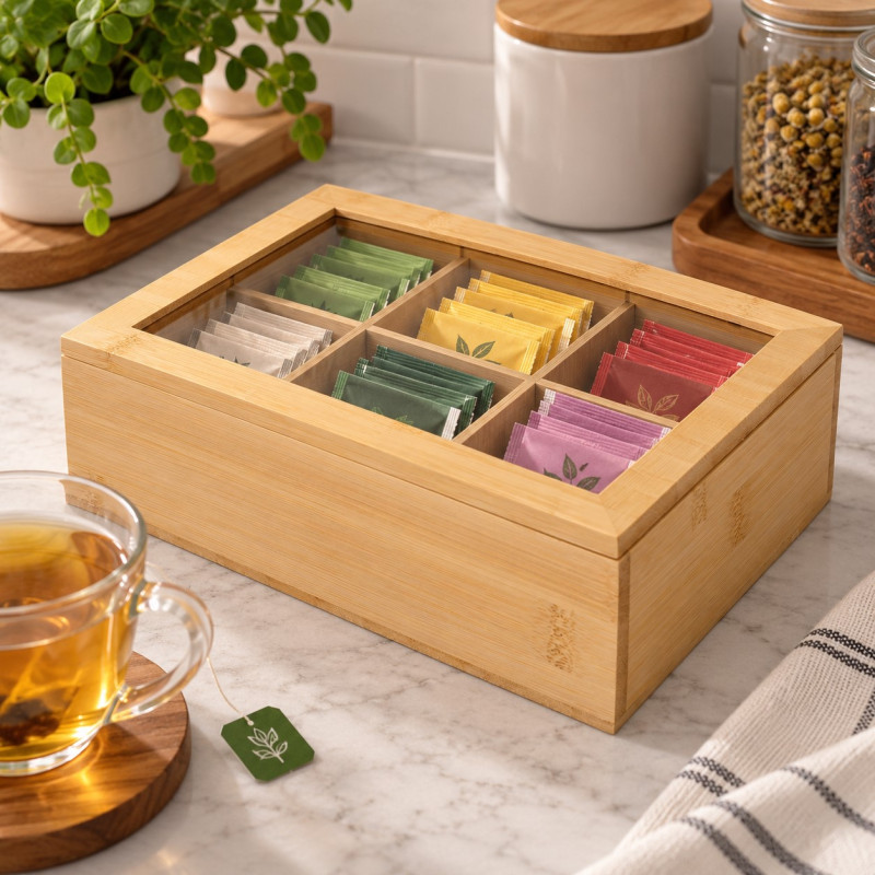 Caja para Té Bambú 24X16X7cm Excellent Houseware 