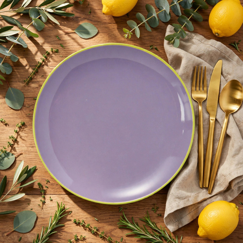 Plato Bicolor Morado Verde 21cm