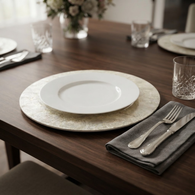 Porta Plato Nacar Blanco 33cm 