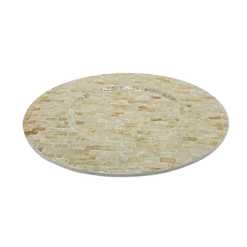 Porta Plato Nacar Blanco y Oro 33cm 