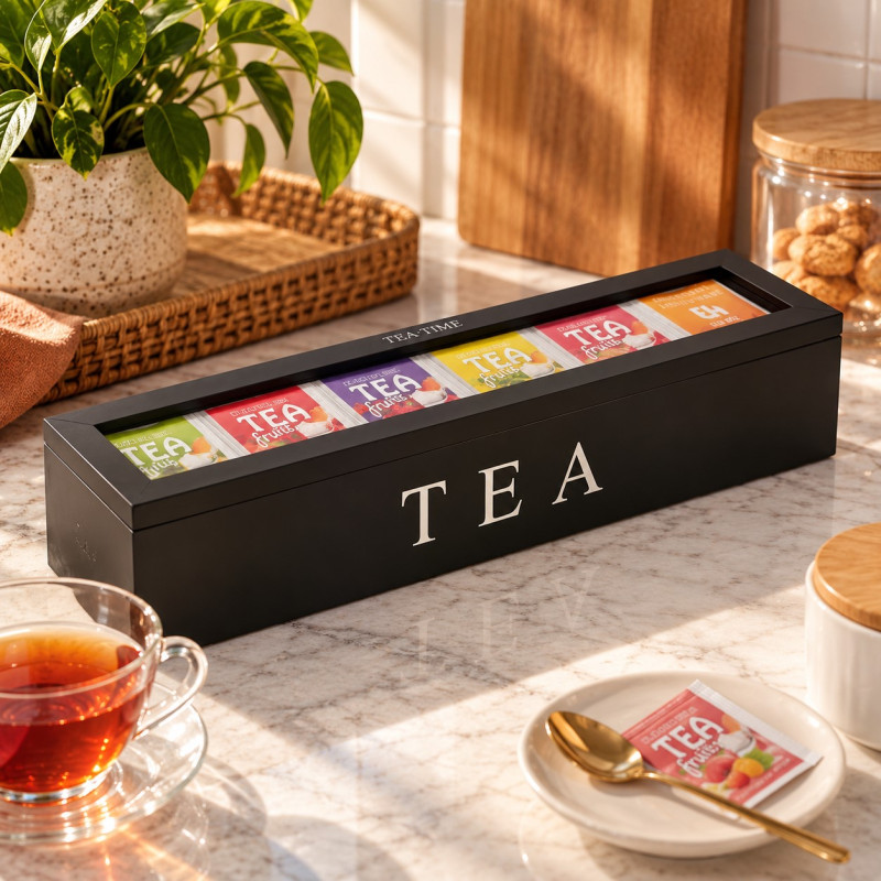 Caja Negra para Té 8.5x43x9cm