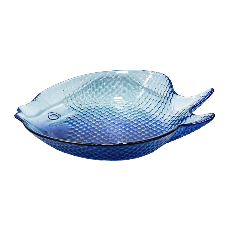 Bowl Fish Azul Vidrio 20x17x3cm 