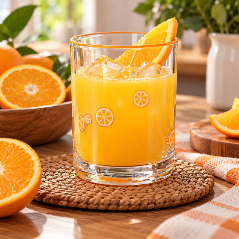 Vaso Vidrio Deco Naranja 410ml