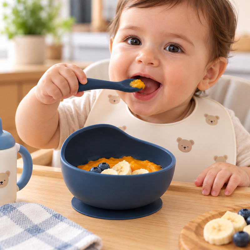 Plato con Cuchara Silicon Bebe 325ml
