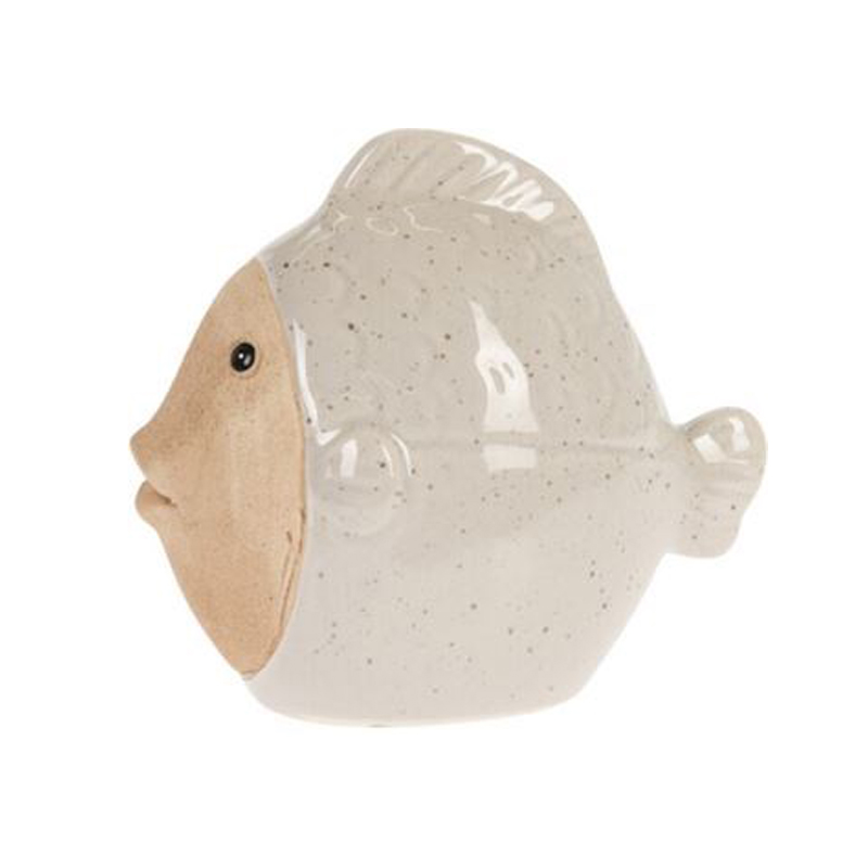 Adorno de Pez de Porcelana Blanco 10X6X11cm 