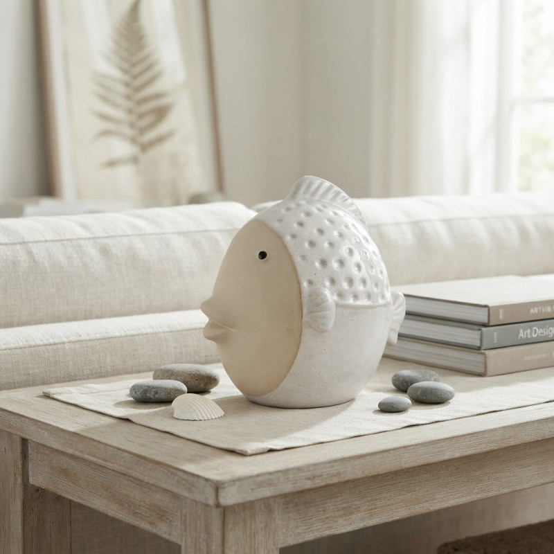 Adorno Pez Porcelana Blanco 20x11x19cm