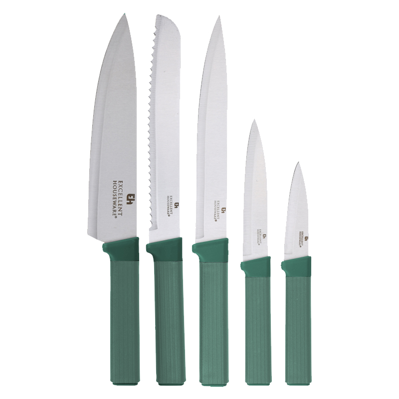 Juego de Cuchillos con Base Verde 6 Piezas 