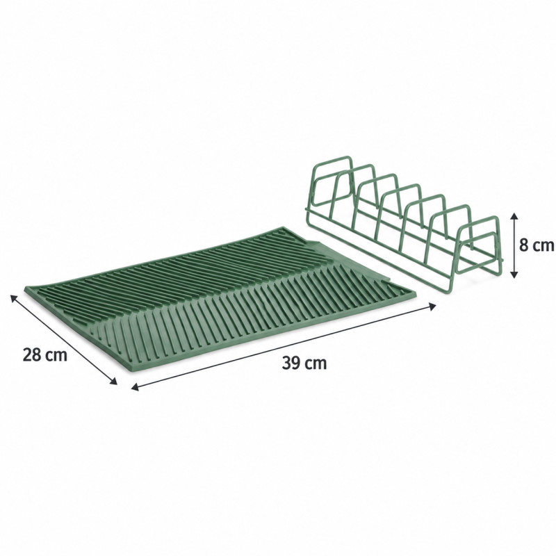Escurridor de Platos con Tapete de Silicona Verde 