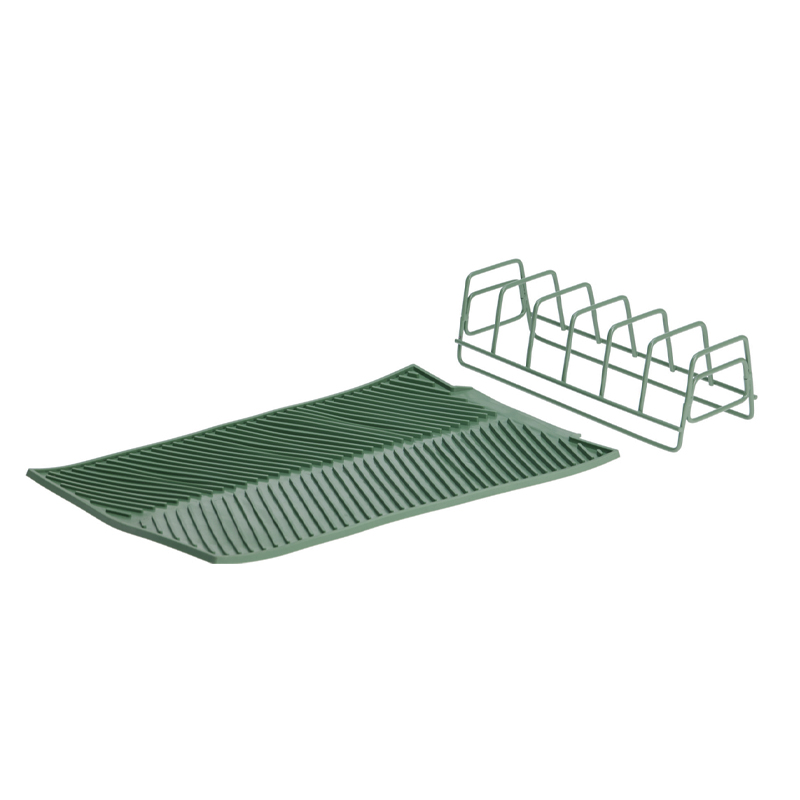 Escurridor de Platos con Tapete de Silicona Verde 