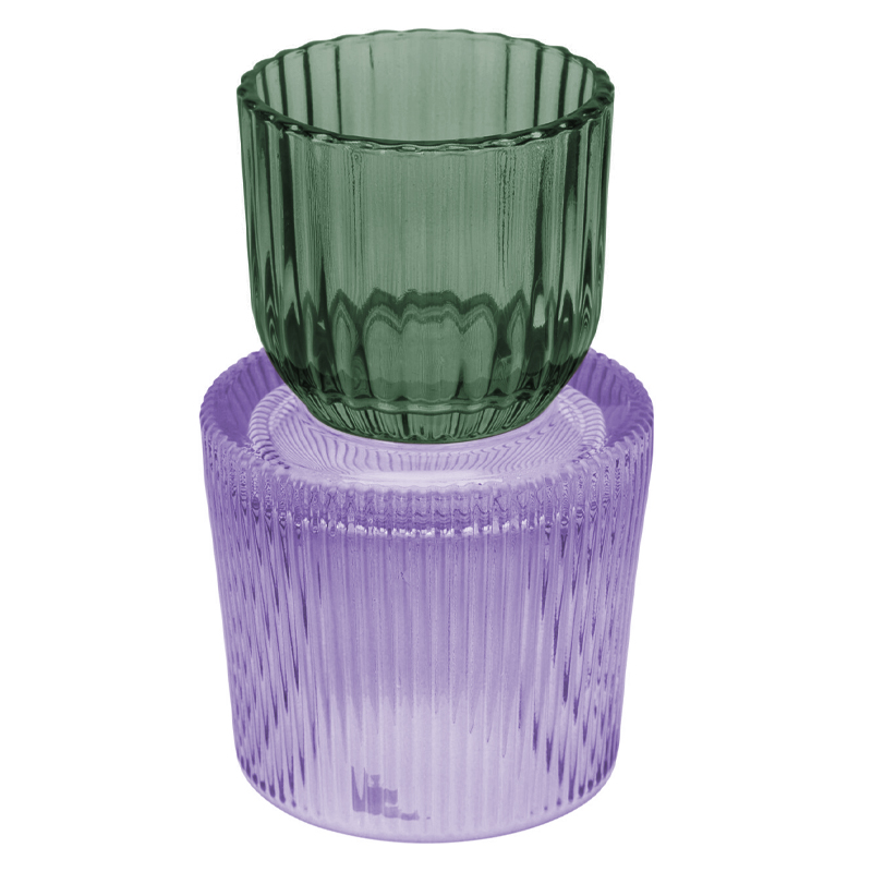 Porta Vela Colors Vidrio Morado Verde 12.5cm