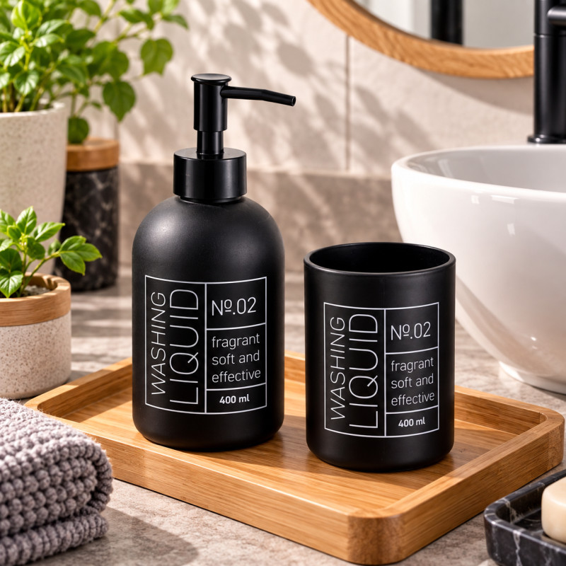 Dispensador de Jabón Liquido con Vaso Negro 