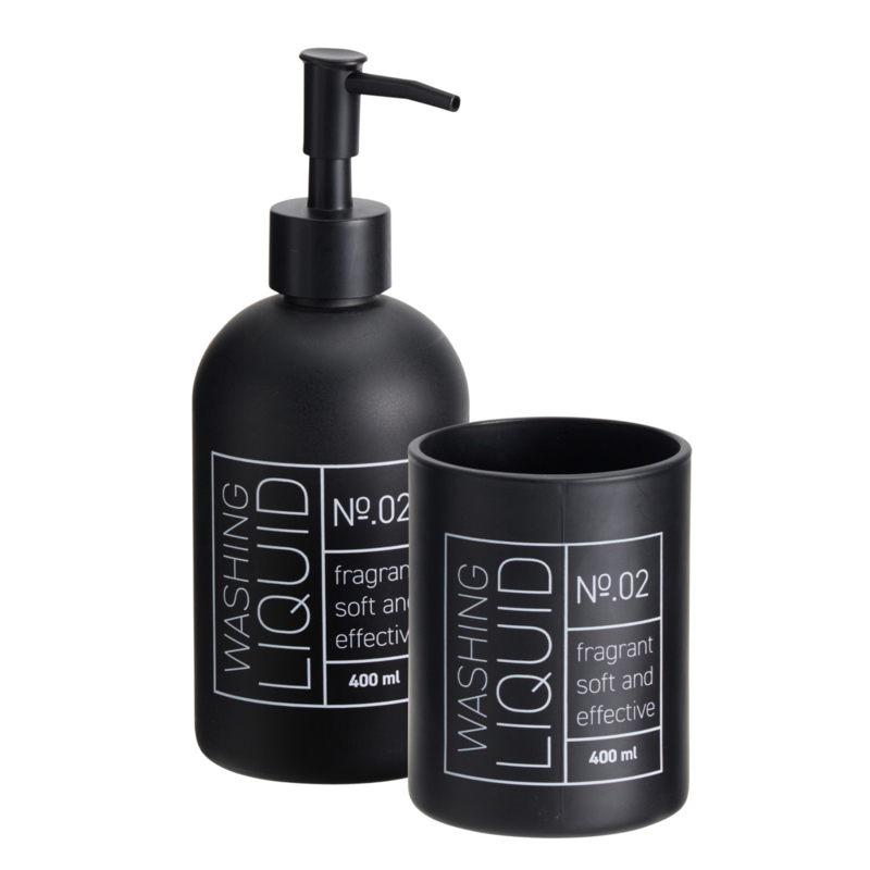 Set de Dispensador de Jabón Liquido con Vaso Negro 