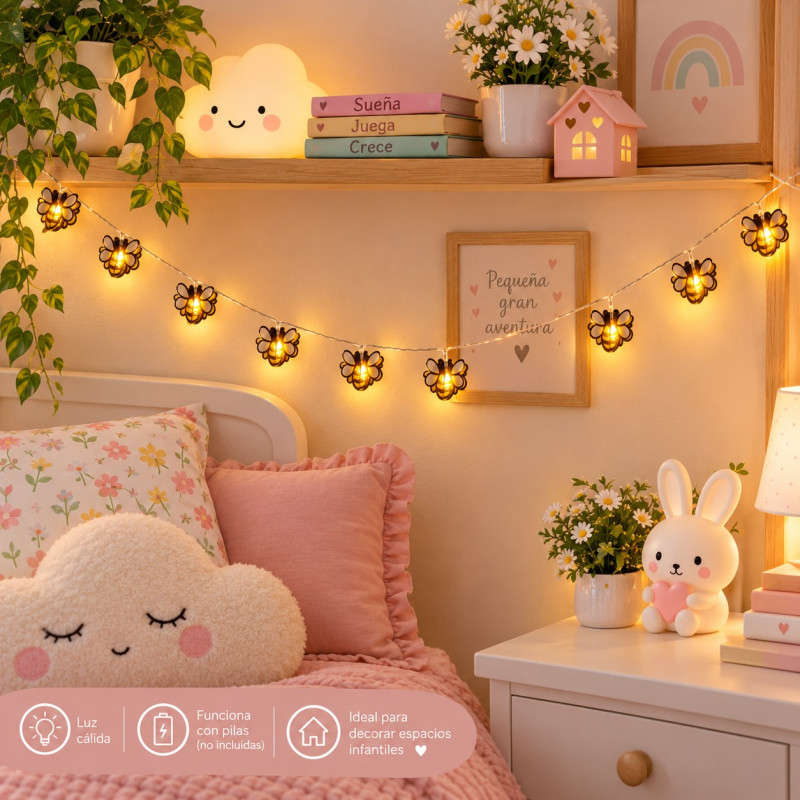 Guirnalda LED Abeja x10 Luz Cálida