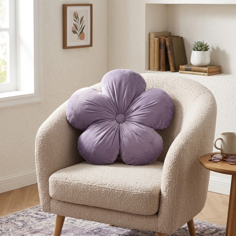 Cojin con Diseño de Flor Morado 40cm 