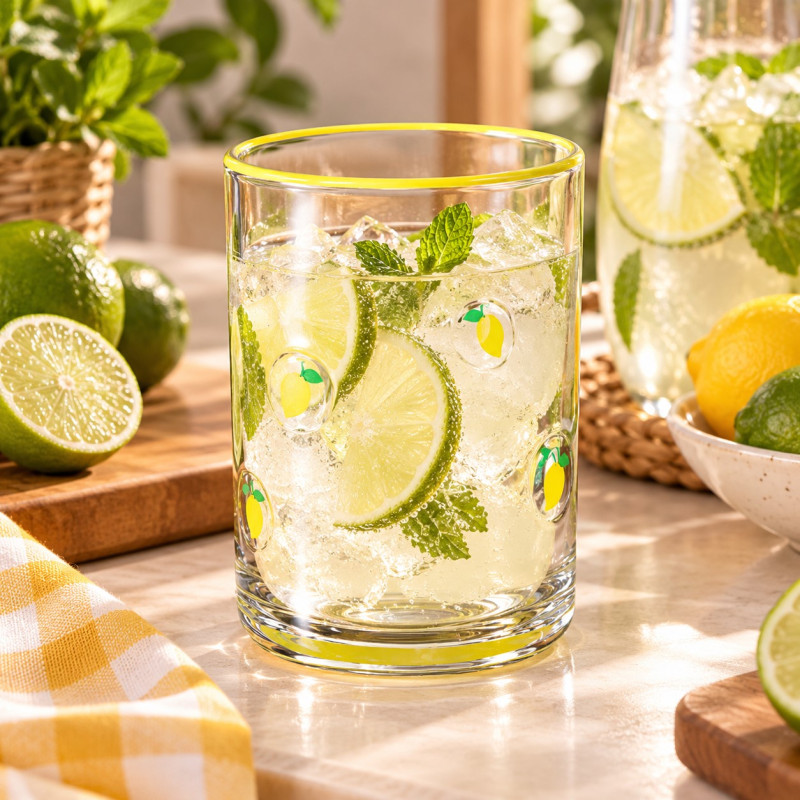 Vaso de Vidrio con Decoración Lima 410ML 