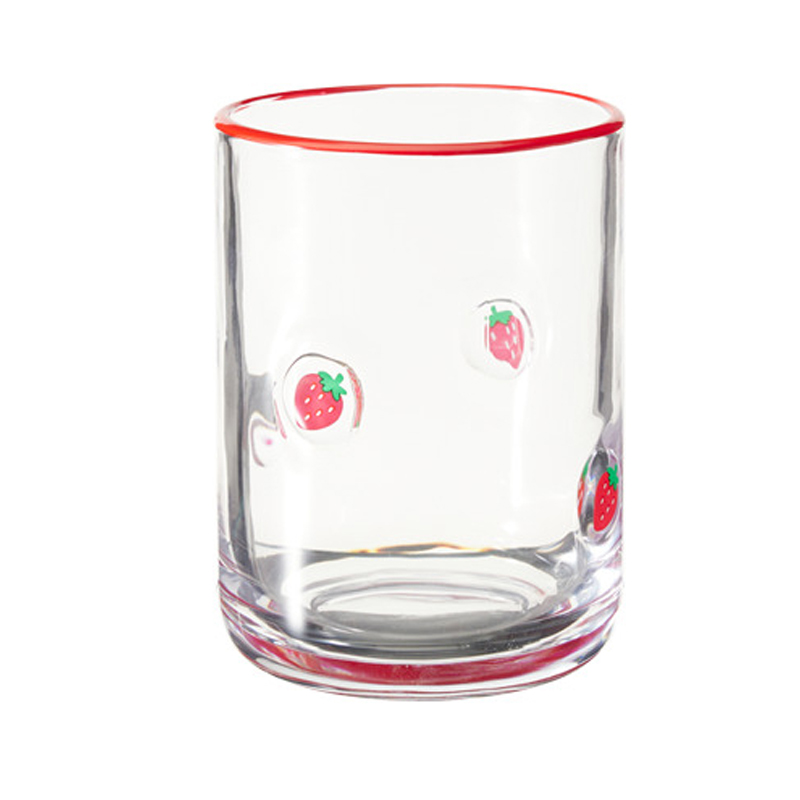 Vaso de Vidrio con Decoración de Fresa 410ML 