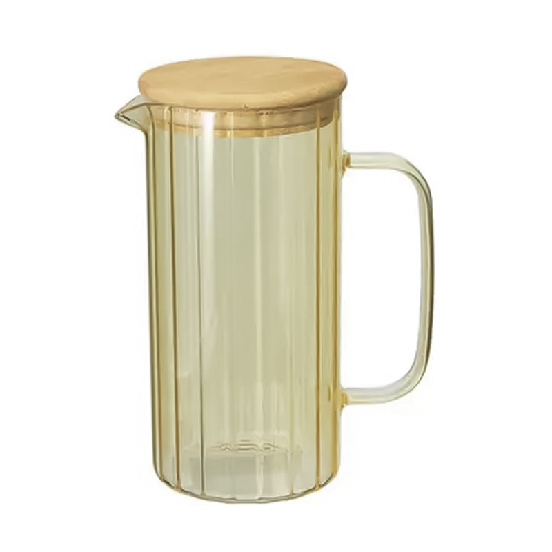 Jarra Joy de Vidrio con Tapa de Bambú Amarillo 900ML 