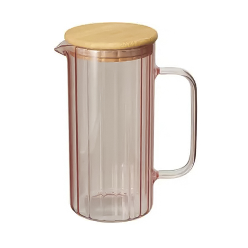 Jarra Joy de Vidrio con Tapa de Bambú Rosa 900ML 