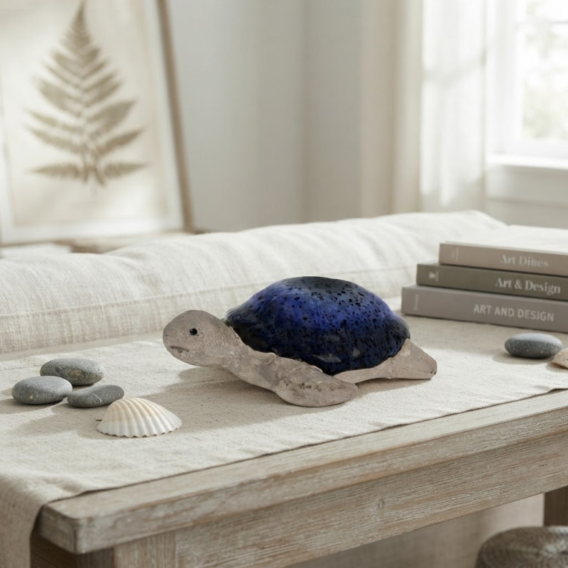 Adorno de Tortuga de Porcelana Azul 10X12cm 