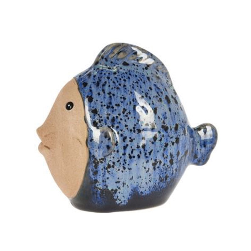 Adorno de Pez de Porcelana Azul 10X6X11cm 