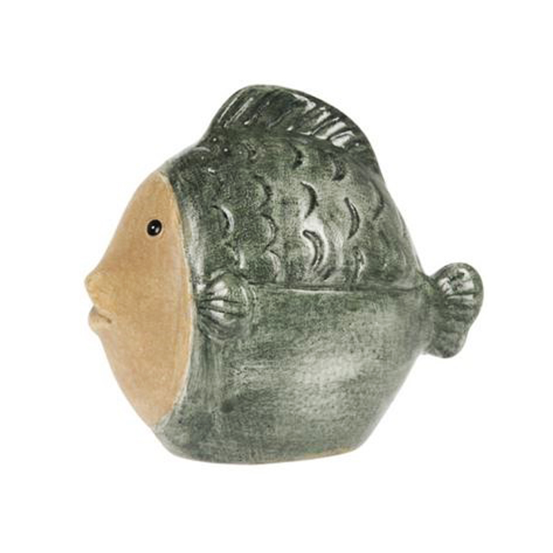 Adorno de Pez de Porcelana Verde 10X6X11cm 