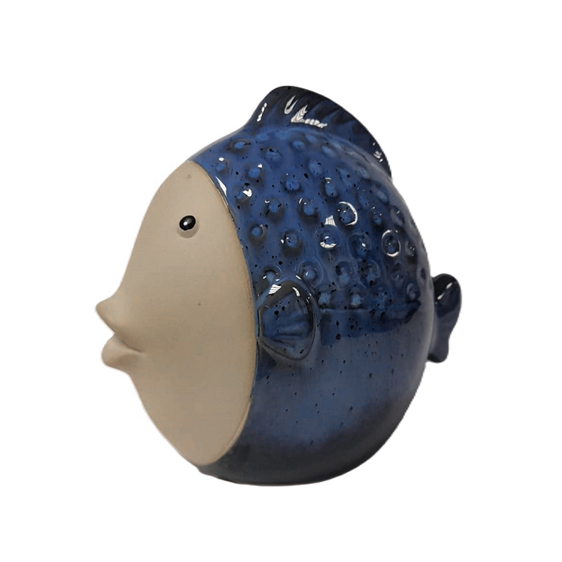 Adorno de Pez de Porcelana Azul 20X11X19cm 
