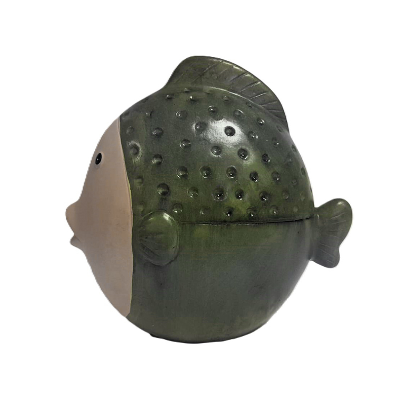 Adorno de Pez de Porcelana Verde 20X11X19cm 