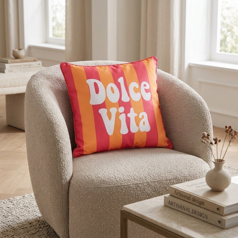 Cojín Dolce Vita Naranja y Rosa 45X45cm 