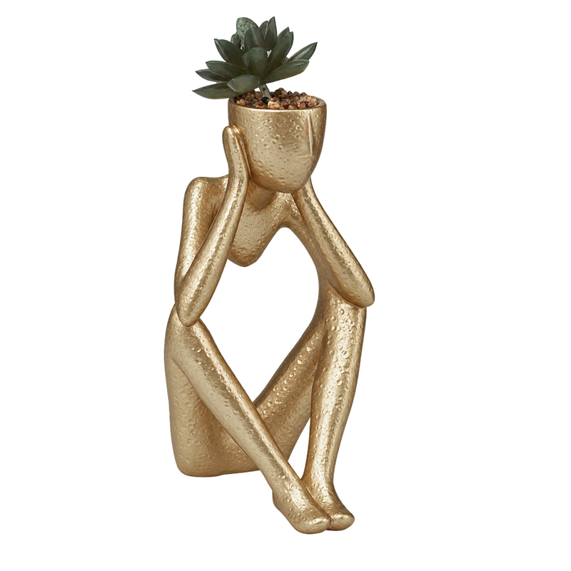 Adorno Figure No Hear con Planta Artificial