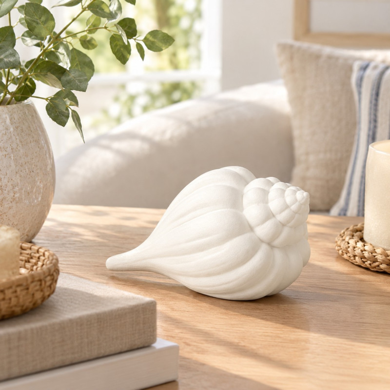 Adorno de Caracol de Porcelana Blanco 8X16cm 