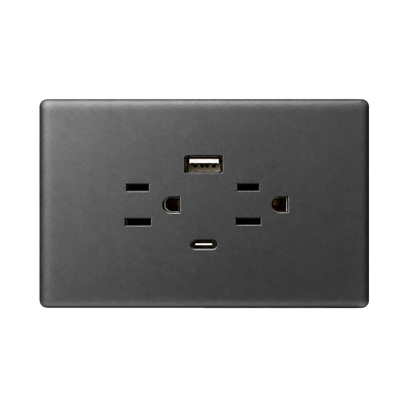 Tomacorriente Polarizado USB Doble Gris Danubio