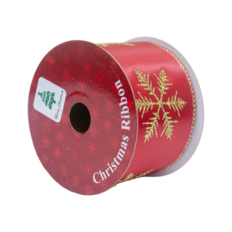 Cinta Navideña Roja Escarchada Oro 2.1/2x10YDS