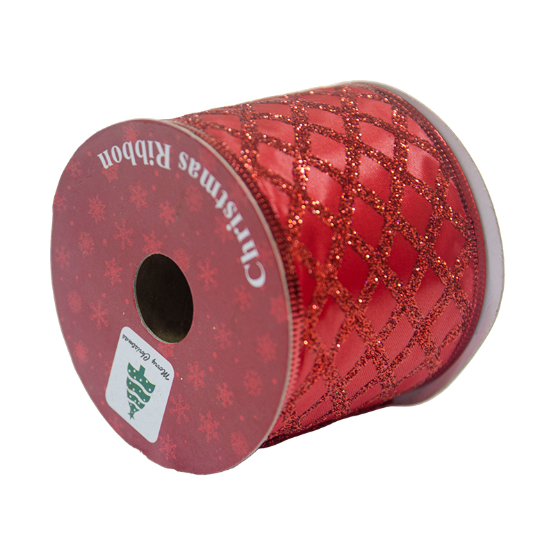Cinta Navideña Roja Rombos Oro 2.1/2x10YDS