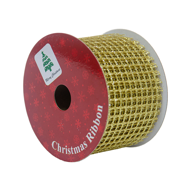 Cinta Navideña Oro Troquel Cuadros 2.1/2x10YDS