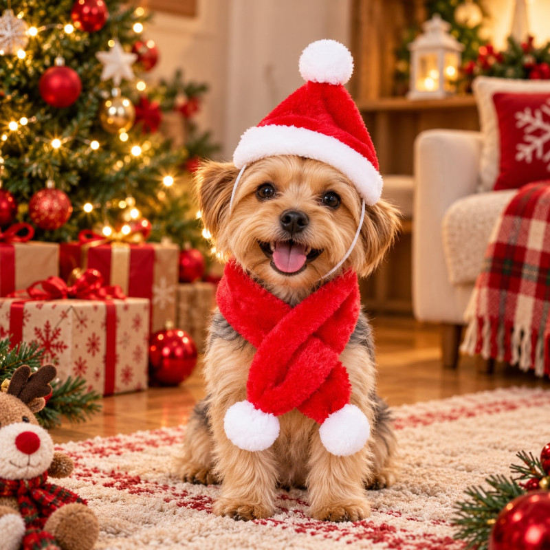 Disfraz para Mascotas Santa Talla M 2 Piezas