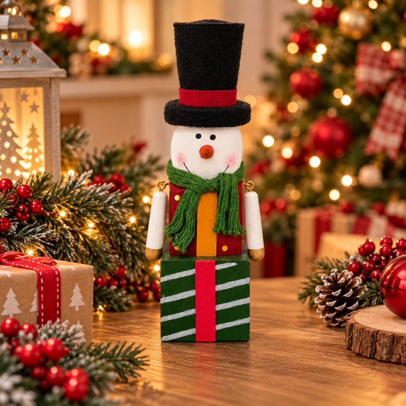 Adorno Navideño de Muñeco con Regalos 27cm 