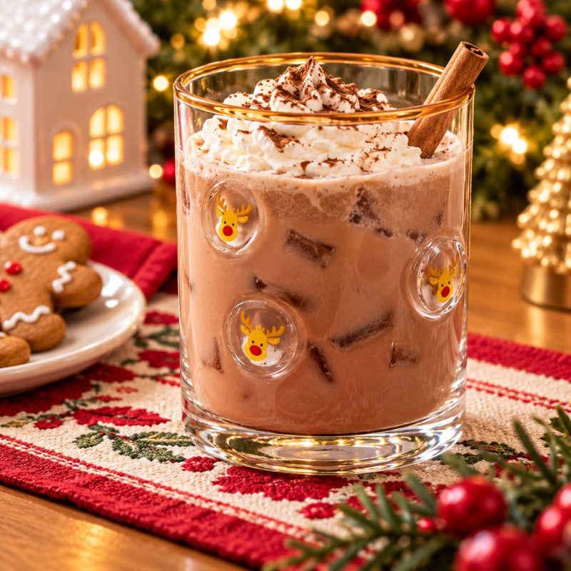 Vaso de Vidrio Decor Navideño Reno Café 410ml 
