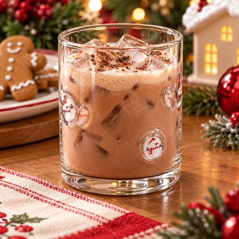 Vaso de Vidrio Decor Navideño Snowman Blanco 410ml 