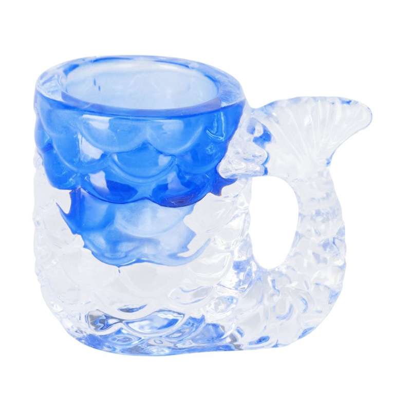 Portavela de Vidrio Pez Azul 8.5X7.5X6cm