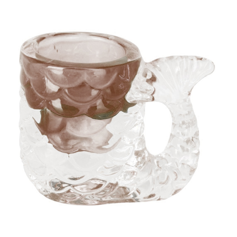 Portavela de Vidrio Pez Ambar 8.5X7.5X6cm 