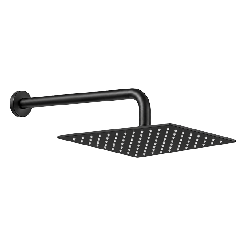 Cabeza de Ducha Cuadrada 25cm con Brazo 50cm Negro
