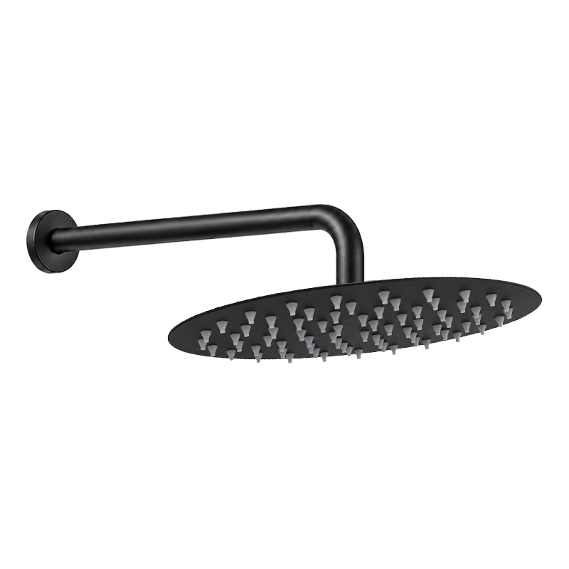 Cabeza de Ducha Redonda 20cm con Brazo 40cm Negro