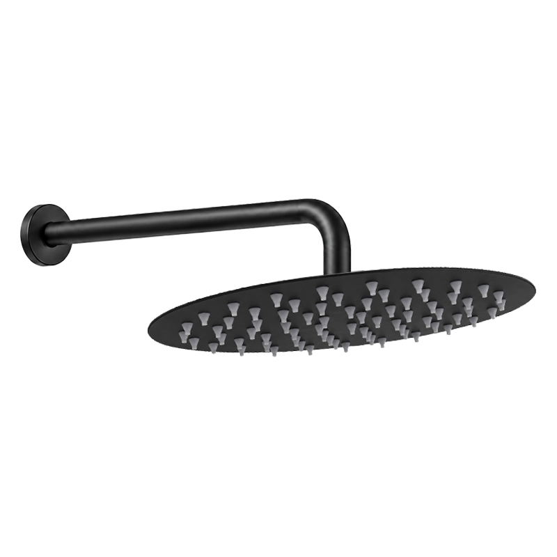 Cabeza de Ducha Redonda 25cm con Brazo 50cm Negro