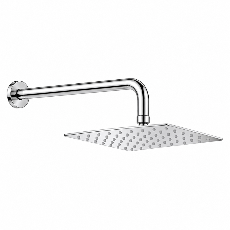 Cabeza de Ducha Cromo Cuadrada 20cm con Brazo 40cm 