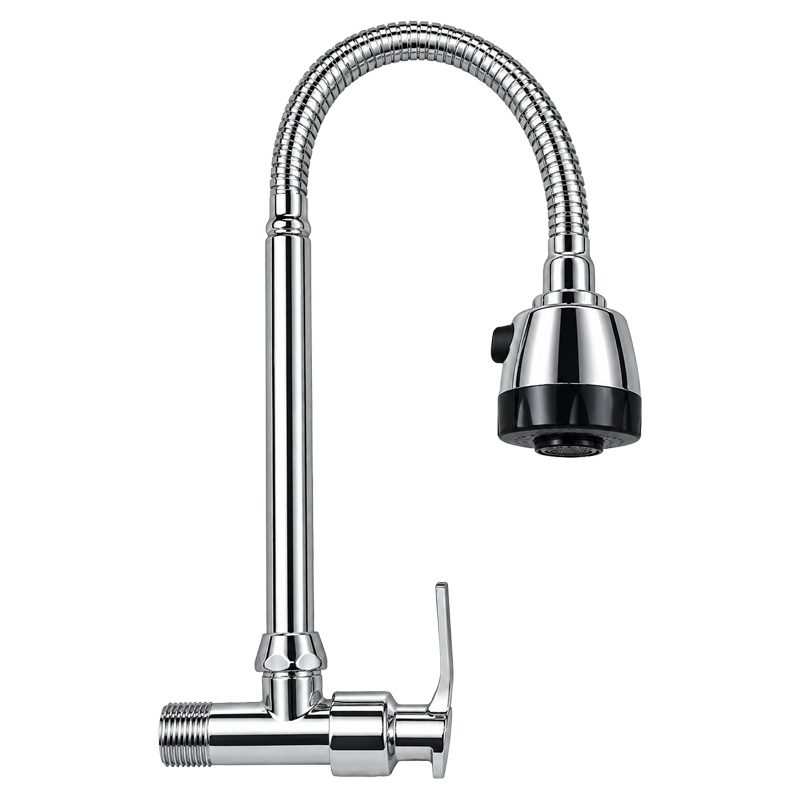 Grifería Cocina de Pared Pico Flexible con Duchador Cromo Vitta