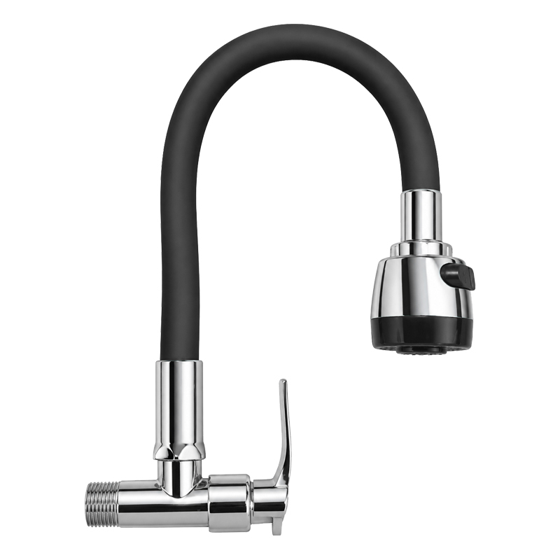 Grifería de Pared Pico Flexible con Duchador Negro Vitta