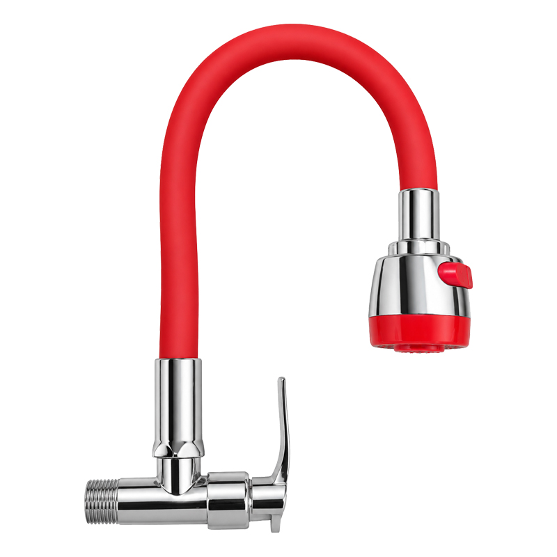 Grifería de Pared Pico Flexible con Duchador Rojo Vitta