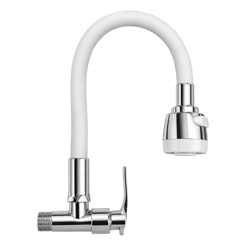 Grifería de Pared Pico Flexible con Duchador Blanco Vitta